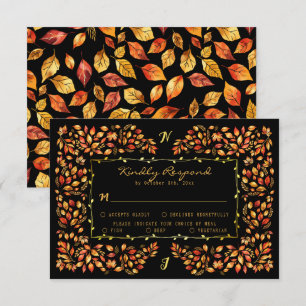Cartão RSVP Terracotta Fall Russo Elegante Sai do Casamento