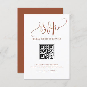 Cartão RSVP Terracotta Fazemos Código QR de Casamento de Scrip