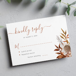 Cartão RSVP Terracotta foliage boho floral casamento
