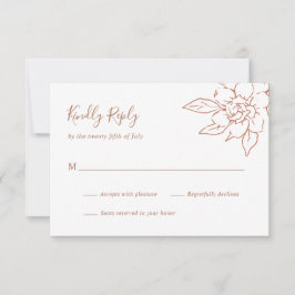 Cartão RSVP Terracotta Line Art Floral Elegante Casamento