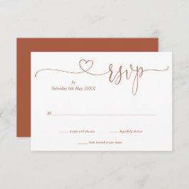 Cartão RSVP Terracotta Modern Elegant Script Heart