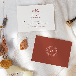 Cartão RSVP Terracotta Monograma Wedding