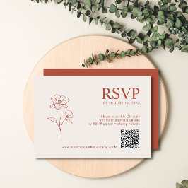 Cartão RSVP Terracotta Rust Earth Tone | Boho Flower QR code R