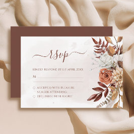 Cartão RSVP Terracotta Rust Flores Boho Fall Foliage Casamento
