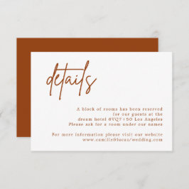 Cartão RSVP Terracotta Rust Larnt Orange Wedding Details card