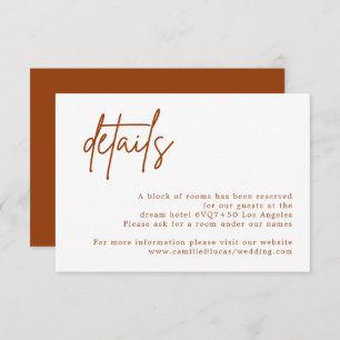 Cartão RSVP Terracotta Rust Larnt Orange Wedding Details card