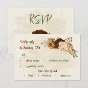 Cartão RSVP terracotta terra-tona floral casamento verde
