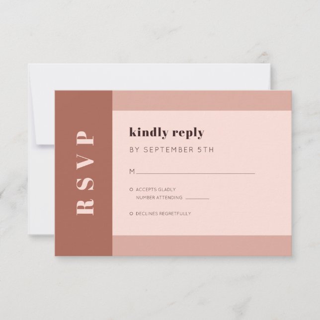 Cartão RSVP Terracotta Terthy Modern Typografia Monograma (Frente)