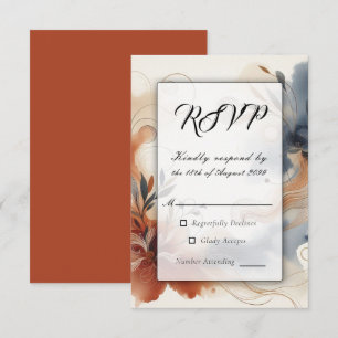 Cartão RSVP Terracotta Twilight e Marinho Blooms Casamento