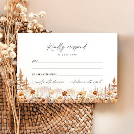 Cartão RSVP Terracotta Wildflower Mountain Wedding