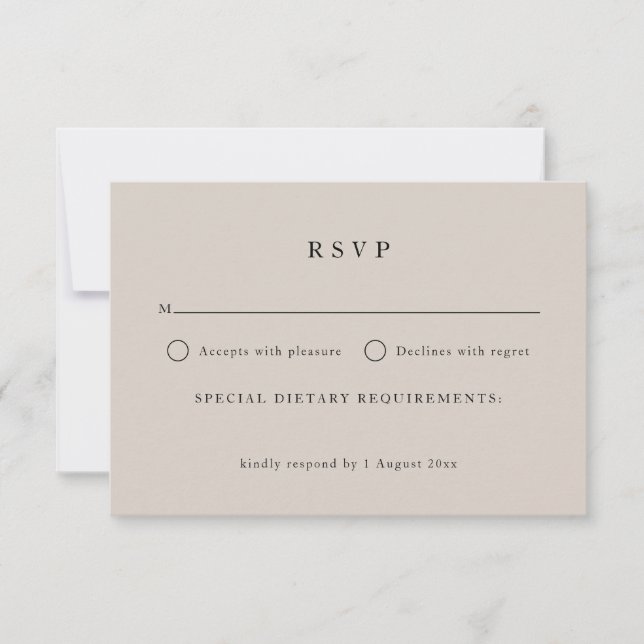 Cartão RSVP Texto Simples e Neutro Apenas Casamento Elegante (Frente)
