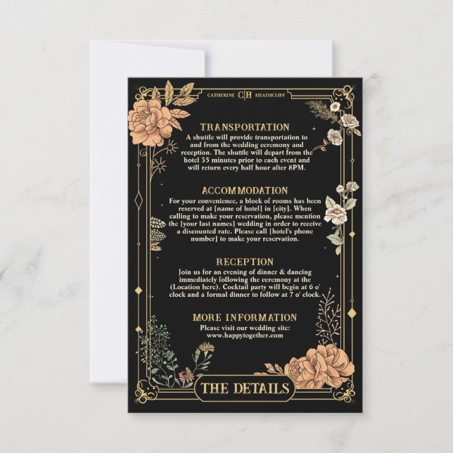 Cartão RSVP Till Death Do Us Part Details Card (Frente)