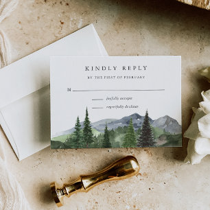 Cartão RSVP Timberline Casamento de Floresta de Montanha