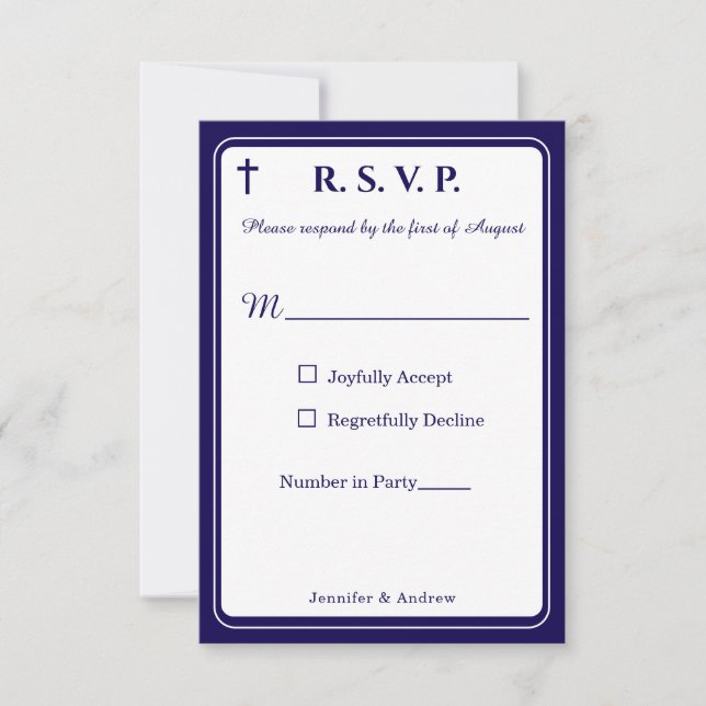 Cartão RSVP Timeless Catholic Monogrammed Response Card (Frente)