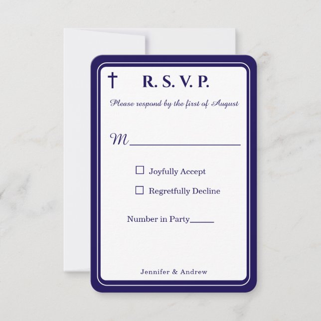 Cartão RSVP Timeless Catholic Monogrammed Response Card (Frente)