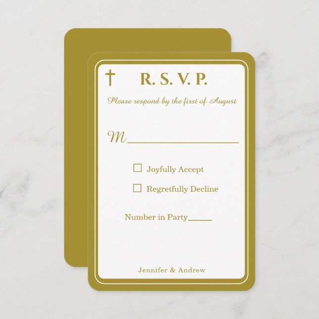 Cartão RSVP Timeless Catholic Monogrammed Response Card (Frente/Verso)