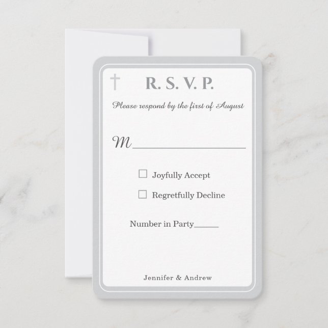 Cartão RSVP Timeless Catholic Monogrammed Response Card (Frente)