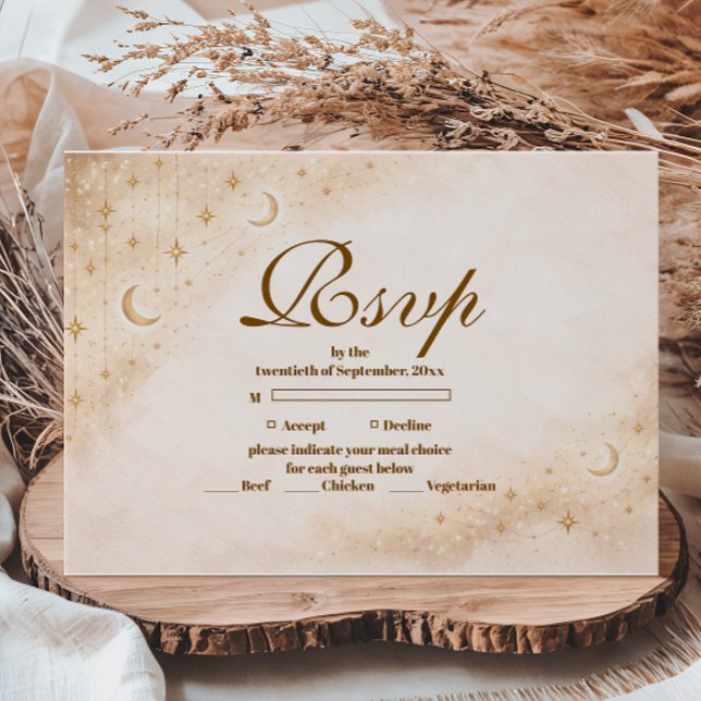 Cartão RSVP Timeless Moon And Stars Quinceañera (Criador carregado)