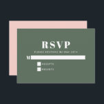 Cartão RSVP Típica Negra Mínima Rosa Bat Verde Mitzvah<br><div class="desc">Bold Typografia Blush Pink e Forest Green - Cartão Minimalista Bat Mitzvah RSVP Verde</div>