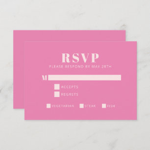Cartão RSVP Tipografia a negrito Rosa e Blush Modern Bat Mitzv