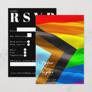 Cartão RSVP Tipografia da Bandeira do Orgulho Casamento Tradic
