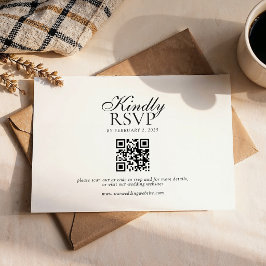 Cartão RSVP Tipografia de Letra Moderna Qr Code Casamento