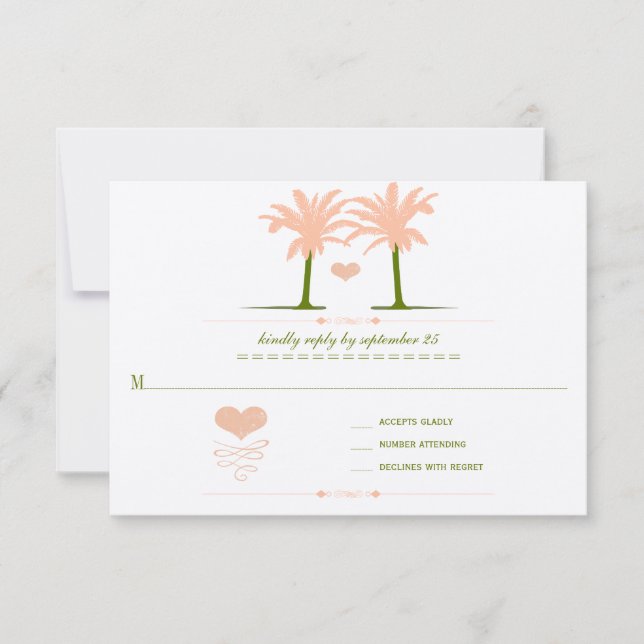 Cartão RSVP Tipografia de Olive e Peach Beach (Frente)