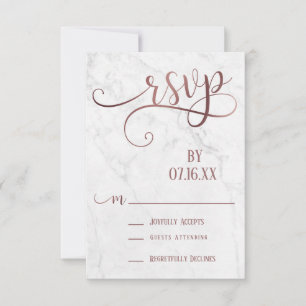 Cartão RSVP Tipografia de Script Dourado rosa