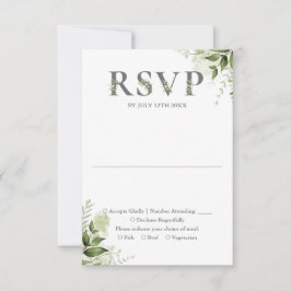 Cartão RSVP Tipografia Floral de Verdor Casamento