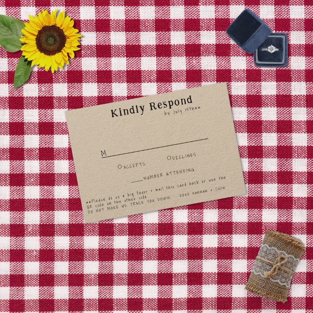 Cartão RSVP Tipografia Manuscrita Casual Kraft (Criador carregado)