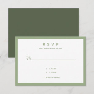 Cartão RSVP Tipografia Mínima do Micro Wedding Sage