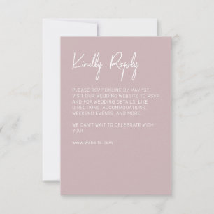 Cartão RSVP Tipografia Minimalista Pale Rosa