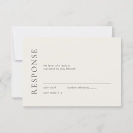 Cartão RSVP Tipografia Moderna Casamento Bege Elegante