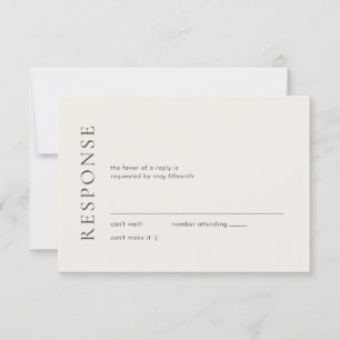 Cartão RSVP Tipografia Moderna Casamento Bege Elegante
