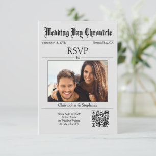 Cartão RSVP Tipografia Moderna e Elegante Código QR Cinza Jorn