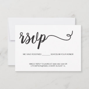 Cartão RSVP Tipografia Moderna para Casamento Intimo com Cartã