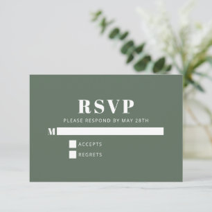Cartão RSVP Tipografia Negrita Minimalista Rosa Verde Bat Mitz