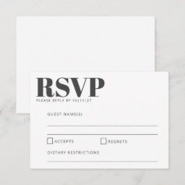 Cartão RSVP Tipografia Negrita Preta e Branca Casamento Modern
