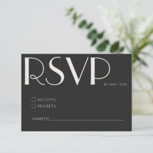 Cartão RSVP Tipografia Preta em Negrito Casamento Moderno Sofi