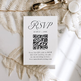 Cartão RSVP Tipografia Preta Moderna e Elegante para Casamento