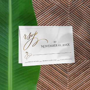 Cartão RSVP Tipografia simples, elegante e Dourada