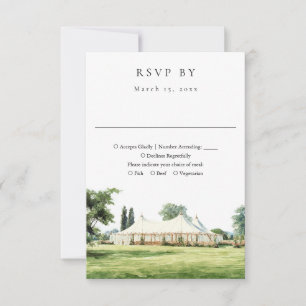 Cartão RSVP Toldo de Tipi de Aquarela para Casamento ao Ar Liv