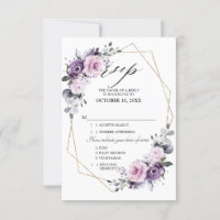 Tons de Flores de Púrpura Empoeirada Casamento Geo