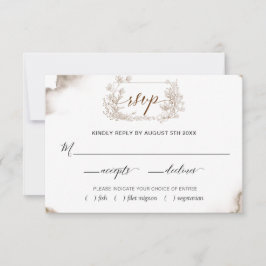 Cartão RSVP Tons Terrosos Elegantes com Opções de Refeições em