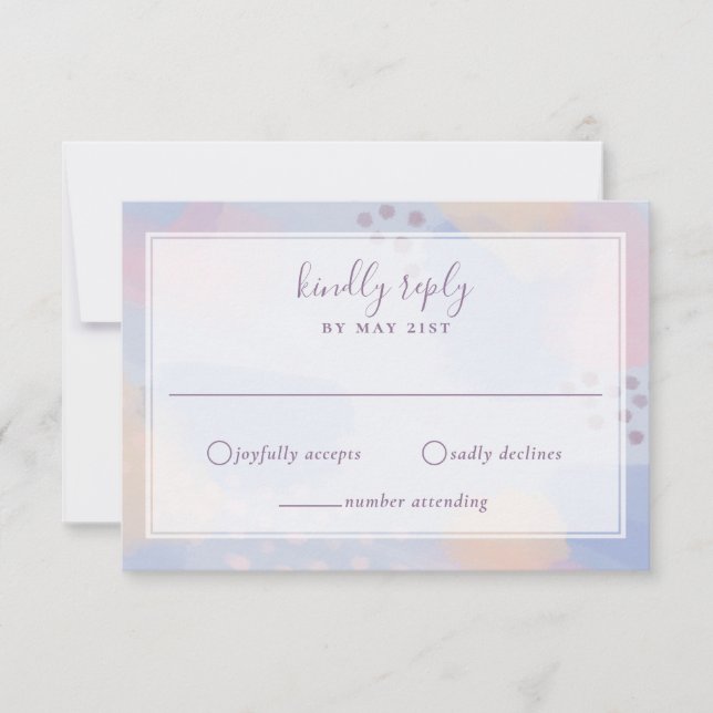 Cartão RSVP Trabalho de arte Abstrato de Pastel Azul Moderno (Frente)