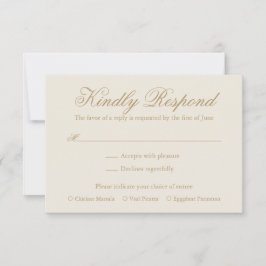 Cartão RSVP Tradicional Casamento Elegante Formal De Marfim