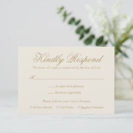 Cartão RSVP Tradicional Casamento Elegante Formal De Marfim