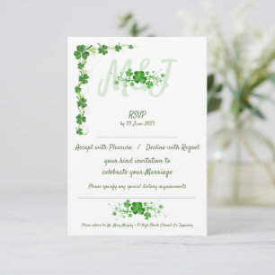 Cartão RSVP Tradicional Irish Shamrocks Celta Clover