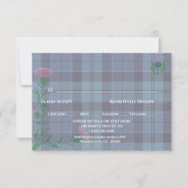Cartão RSVP Tradicional Scottish Tartan e Scotland Thistle