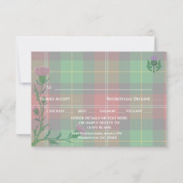 Cartão RSVP Tradicional Scottish Tartan e Scotland Thistle